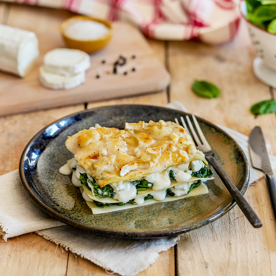 Lasagne con formaggio di capra e spinaci